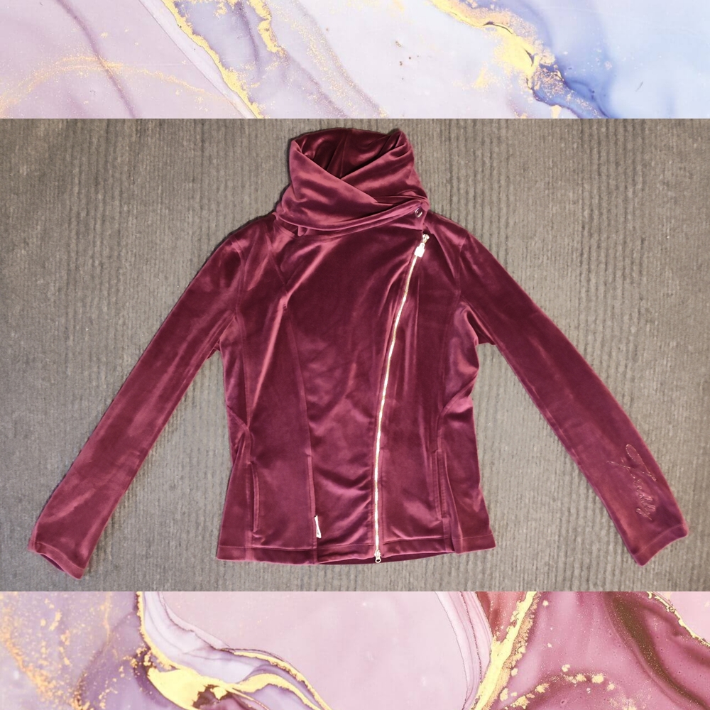 Freddy Purple Magenta Velour Asymmetric Zip Velvet Jacket